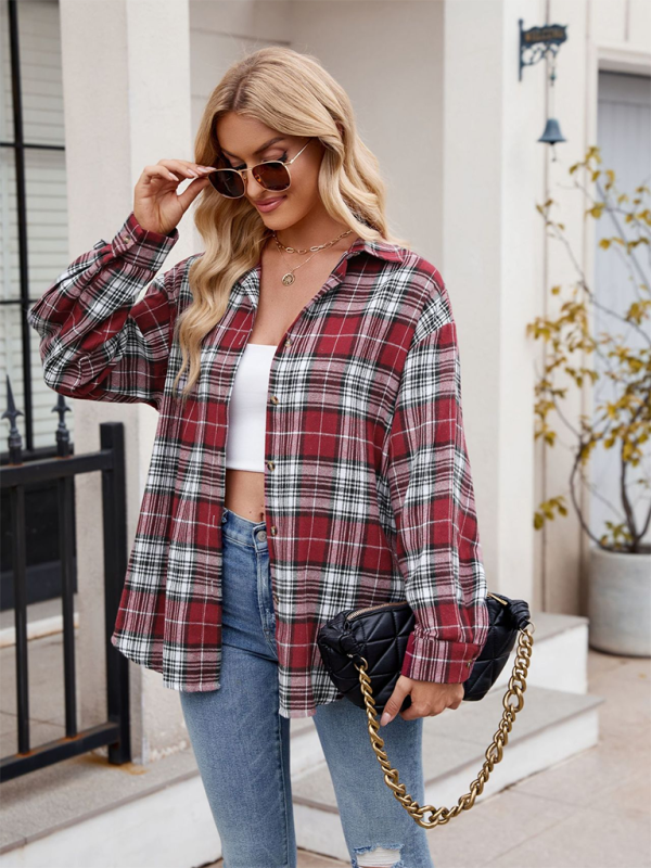 Laramie New Casual Fashion Street Loose Plaid Shirt