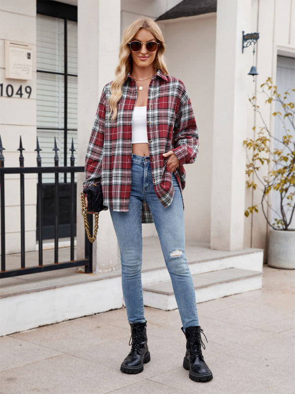 Laramie New Casual Fashion Street Loose Plaid Shirt