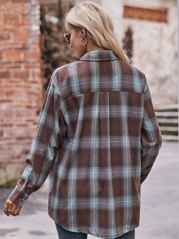 Lailani Women's Casual Fashion Oversize Loose Plaid Shirt