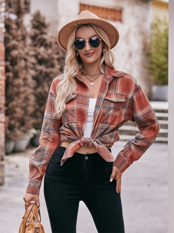 Lailani Women's Casual Fashion Oversize Loose Plaid Shirt