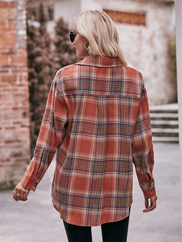 Lailani Women's Casual Fashion Oversize Loose Plaid Shirt