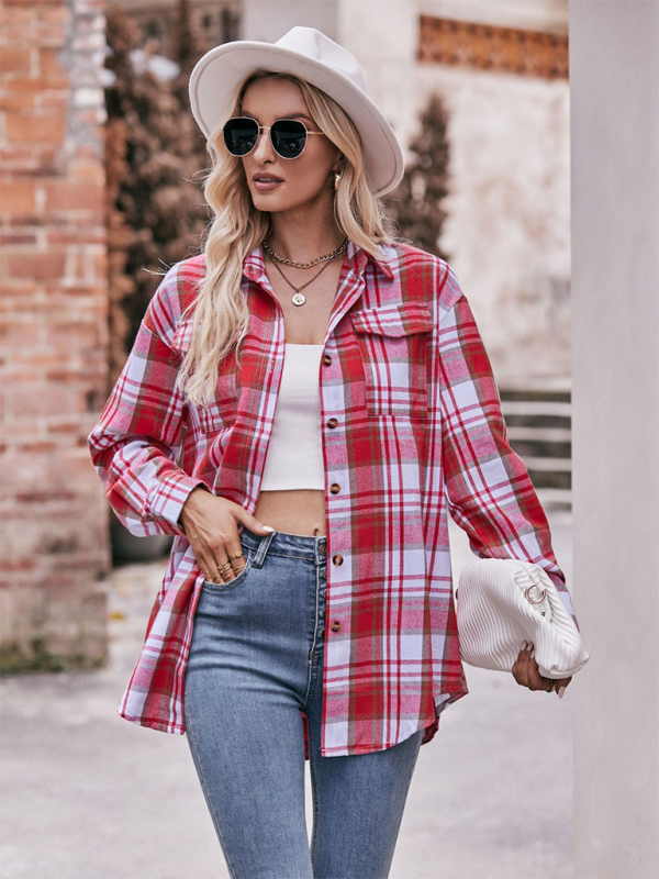 Lailani Women's Casual Fashion Oversize Loose Plaid Shirt