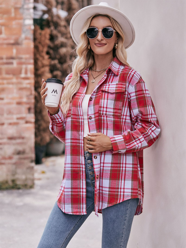 Lailani Women's Casual Fashion Oversize Loose Plaid Shirt