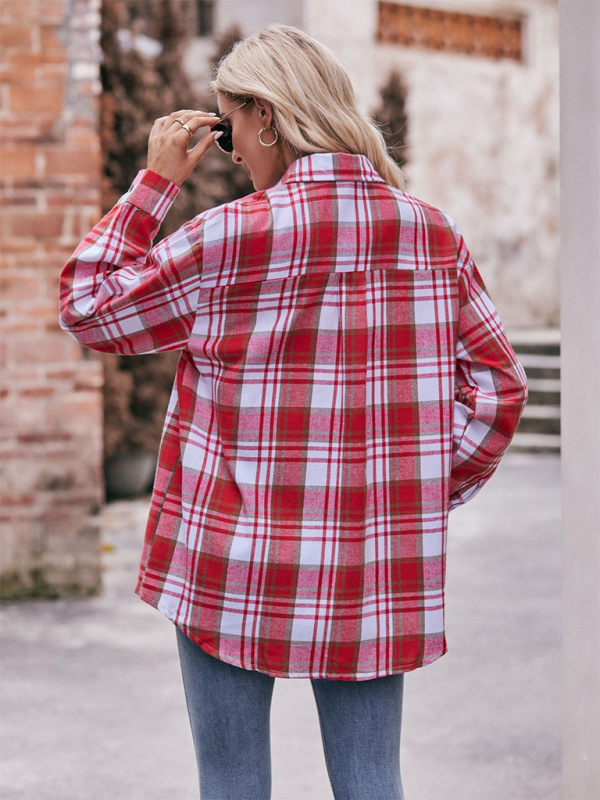 Lailani Women's Casual Fashion Oversize Loose Plaid Shirt