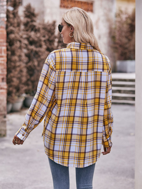 Lailani Women's Casual Fashion Oversize Loose Plaid Shirt