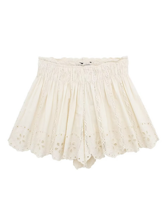 Kylie Ladies New Embroidered Beige Shorts