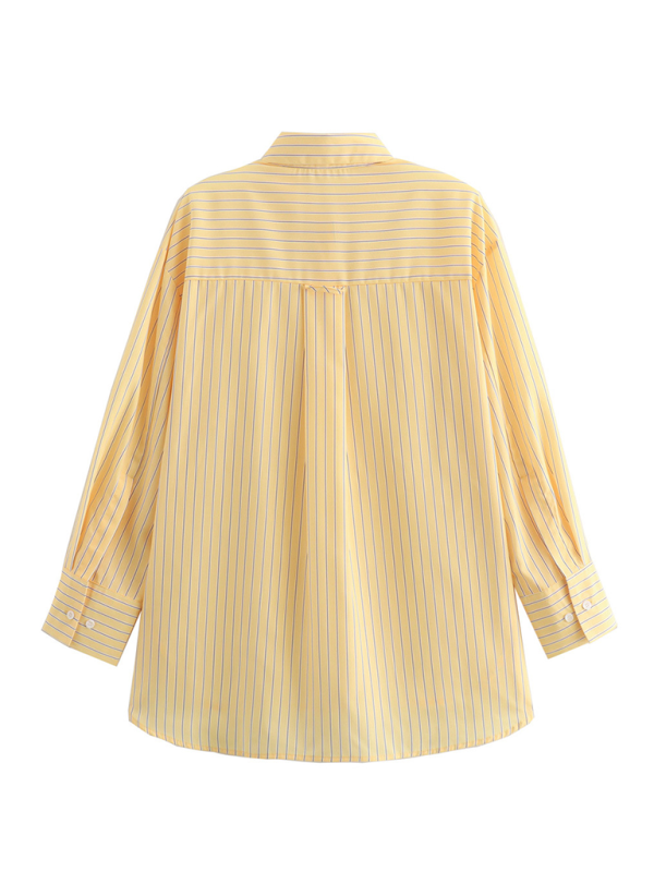 Hattie Women's Long Sleeve Loose Striped Shirt Tops