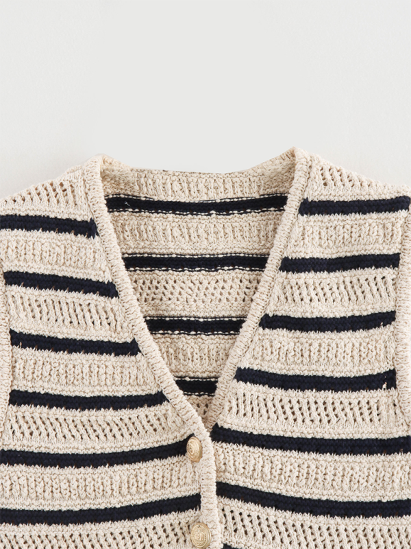 Zariah V-neck Striped Sweater Knitted Vest