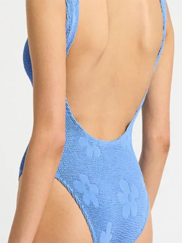 Bailee Solid Color Open Back One Piece Swimsuit