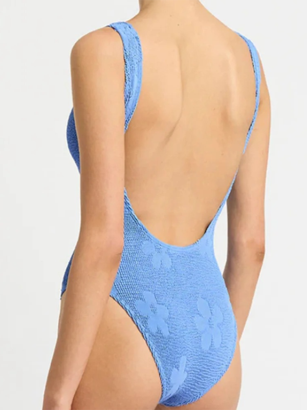 Bailee Solid Color Open Back One Piece Swimsuit