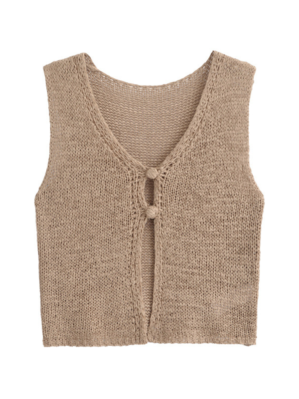 Katalina Fashionable Sweet And Spicy Two-Button Short Knitted Vest