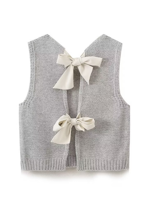 Shelly New Fashion Vest Bow Tie Sweater Vest