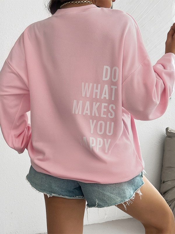 Kourtney Letter Printed Casual Loose Long Sleeve Sweatshirt