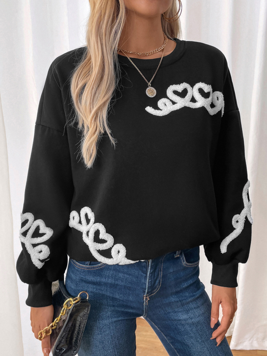 Kaila New Casual Round Neck Towel Embroidery Sweatshirt