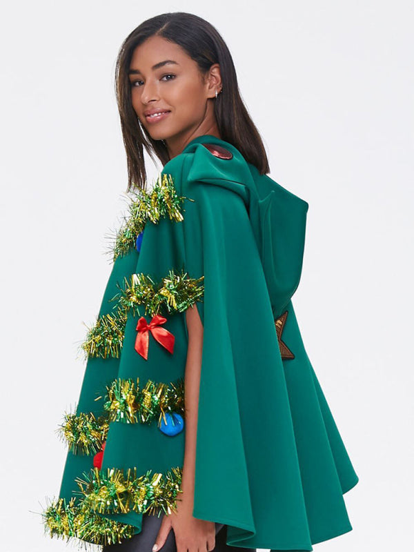 Rebecca Holiday Costume Hooded Christmas Tree Cape