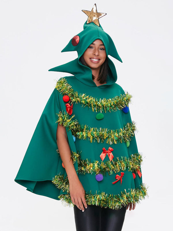 Rebecca Holiday Costume Hooded Christmas Tree Cape